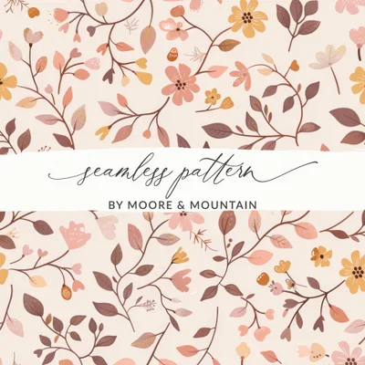 Dusty Pink Modern Wildflower Seamless Watercolor Wildflower Field Digital