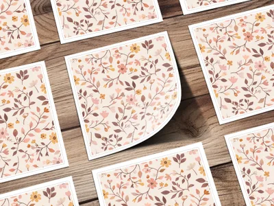 Floral Pattern Square Stickers for Scrapbooking or Crafts