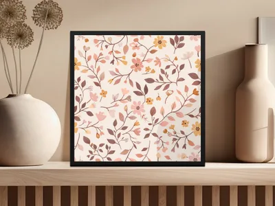 Floral Print Wall Art with Pastel Leaves and Blossoms