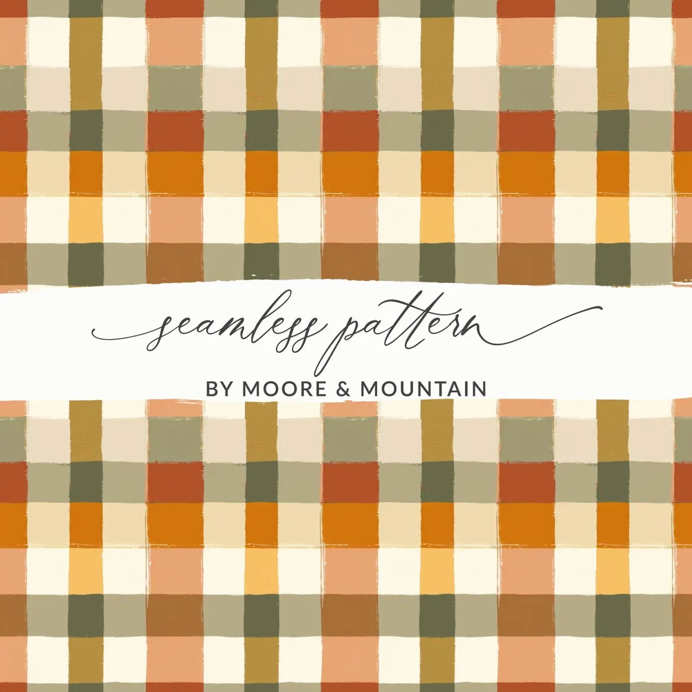 Earth Tone Plaid T-Shirt Digital File, Brown Tan Check Pattern, Seamless Plaid Design, Apparel, Home Decor, Fabric Pattern T-Shirt - Moore and Mountain