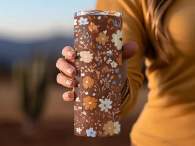 Floral Pattern Insulated Tumbler for Hot and Cold Drinks