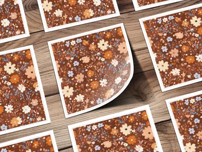 Floral Pattern Design with Autumn Tones Decorative Print