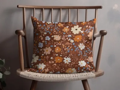 Floral Pattern on Brown Cushion Cover Pillow Product