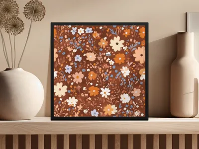 Rustic Floral Pattern with Warm Tones Wall Art Decor