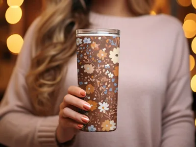 Floral Pattern Insulated Travel Tumbler for Hot and Cold Drinks