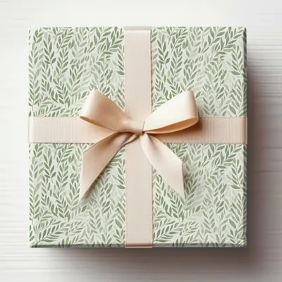 Elegant Gift Box with Leaf Pattern Wrapping Paper