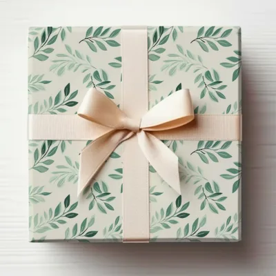 Elegant Green Leaf Pattern Gift Wrapping Paper Product