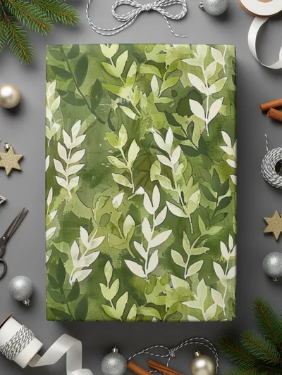 Green Leafy Patterned Gift Wrap for Any Occasion