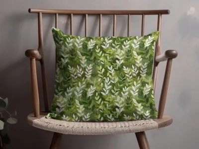 Green Leaf Pattern Pillow Decor Accent for Living Room