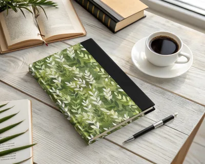 Green Leaf Pattern Hardcover Journal Notebook