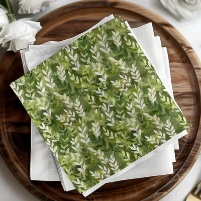 Lush Green Leaf Pattern Napkin for Elegant Table Decor