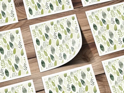 Green Botanical Leaves Pattern Square Sticker Sheets