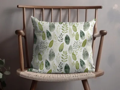 Green Leaf Pattern Decorative Cushion for Home Decor