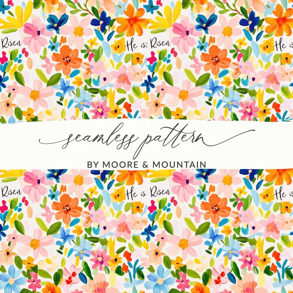 Easter Floral He is Risen Pattern Delicate Springtime Design Seamless Pattern - Moore and Mountain