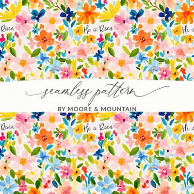 Easter Floral He is Risen Pattern Delicate Springtime Design Seamless Pattern