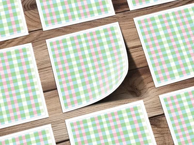 Pastel Checkered Pattern Square Decorative Sticker Set