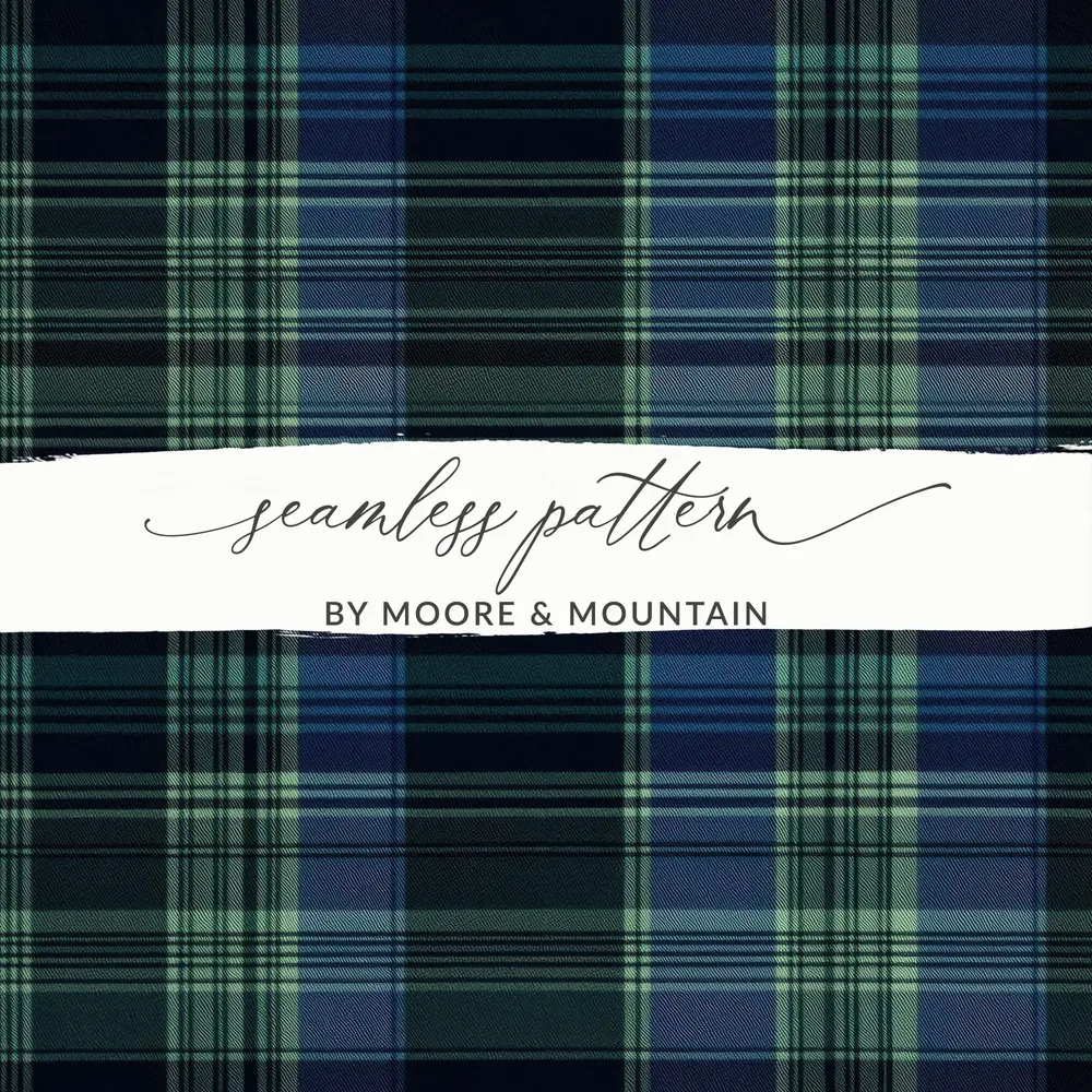 Elegant Blue and Green Interwoven Scottish Tartan Background - Moore and Mountain
