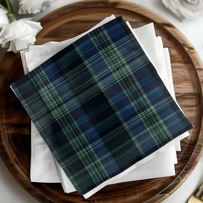 Elegant Blue and Green Interwoven Scottish Tartan Background - Moore and Mountain