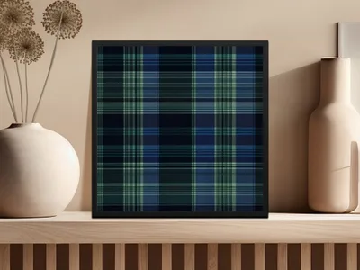 Elegant Blue and Green Interwoven Scottish Tartan Background - Moore and Mountain