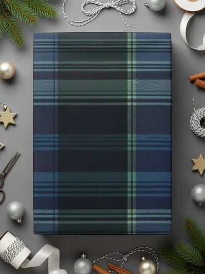 Elegant Blue and Green Interwoven Scottish Tartan Background - Moore and Mountain