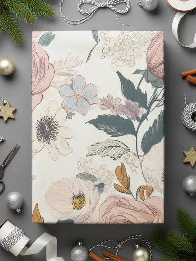 Elegant Vintage Floral Design Wrapping Paper for Gifting