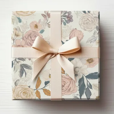 Elegant Floral Gift Wrapping Paper with Bow