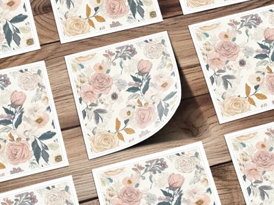 Vintage Floral Pattern Design Square Stationery Cards