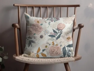 Floral Print Decorative Throw Pillow for Home Decor