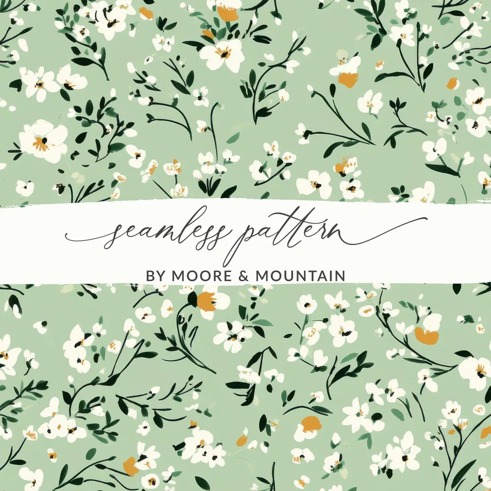 Green Floral Seamless Pattern by Moore & Mountain