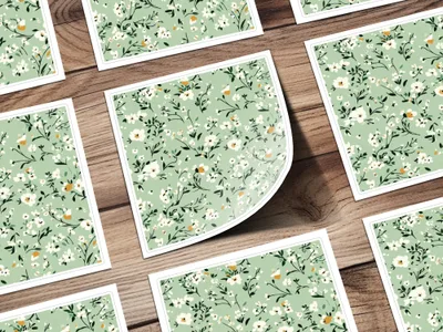 Vintage Floral Pattern on Green Background Product