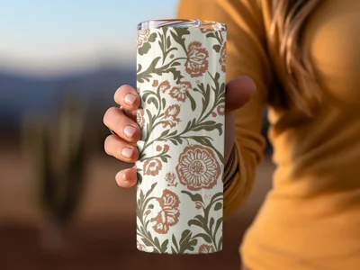 Elegant Floral Arrangement with Indian Motif Kalamkari - Moore and Mountain