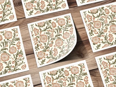 Elegant Floral Arrangement with Indian Motif Kalamkari - Moore and Mountain