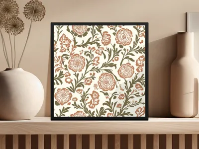 Elegant Floral Arrangement with Indian Motif Kalamkari - Moore and Mountain