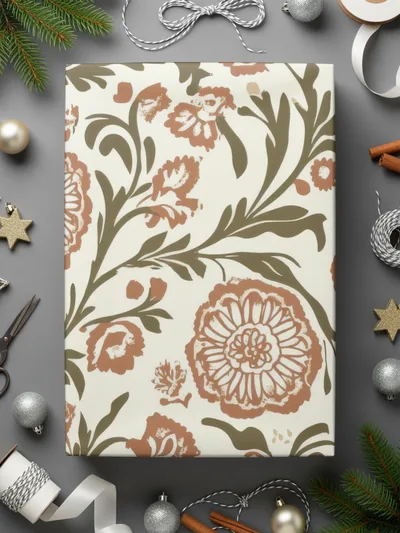 Elegant Floral Arrangement with Indian Motif Kalamkari - Moore and Mountain