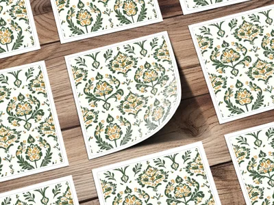 Elegant Floral Green and Mustard Seamless Pattern Design - Moore and Mountain