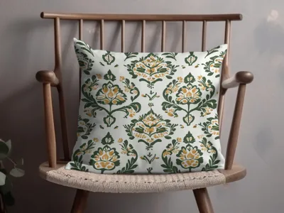 Elegant Floral Green and Mustard Seamless Pattern Design - Moore and Mountain