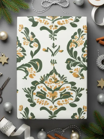 Elegant Floral Green and Mustard Seamless Pattern Design - Moore and Mountain