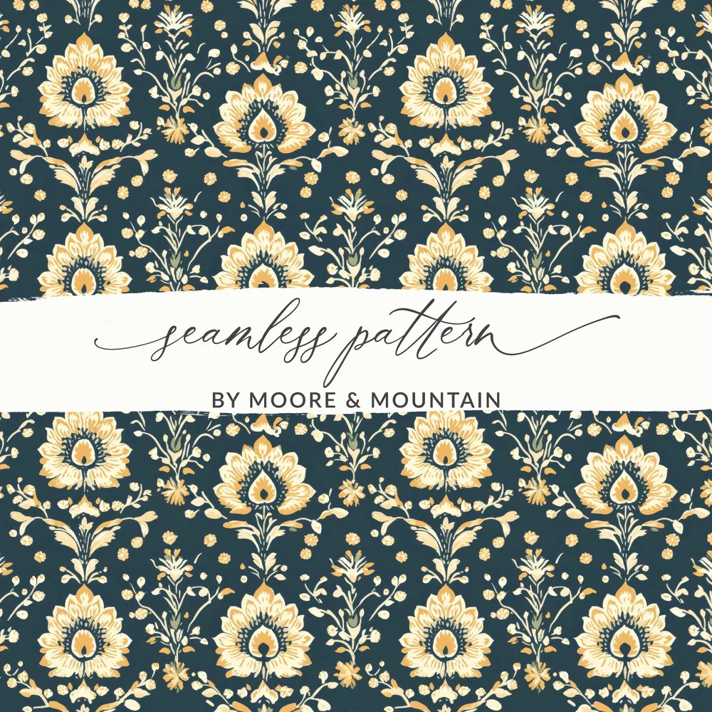 Elegant Floral Indian Motif Design Pattern Seamless - Moore and Mountain