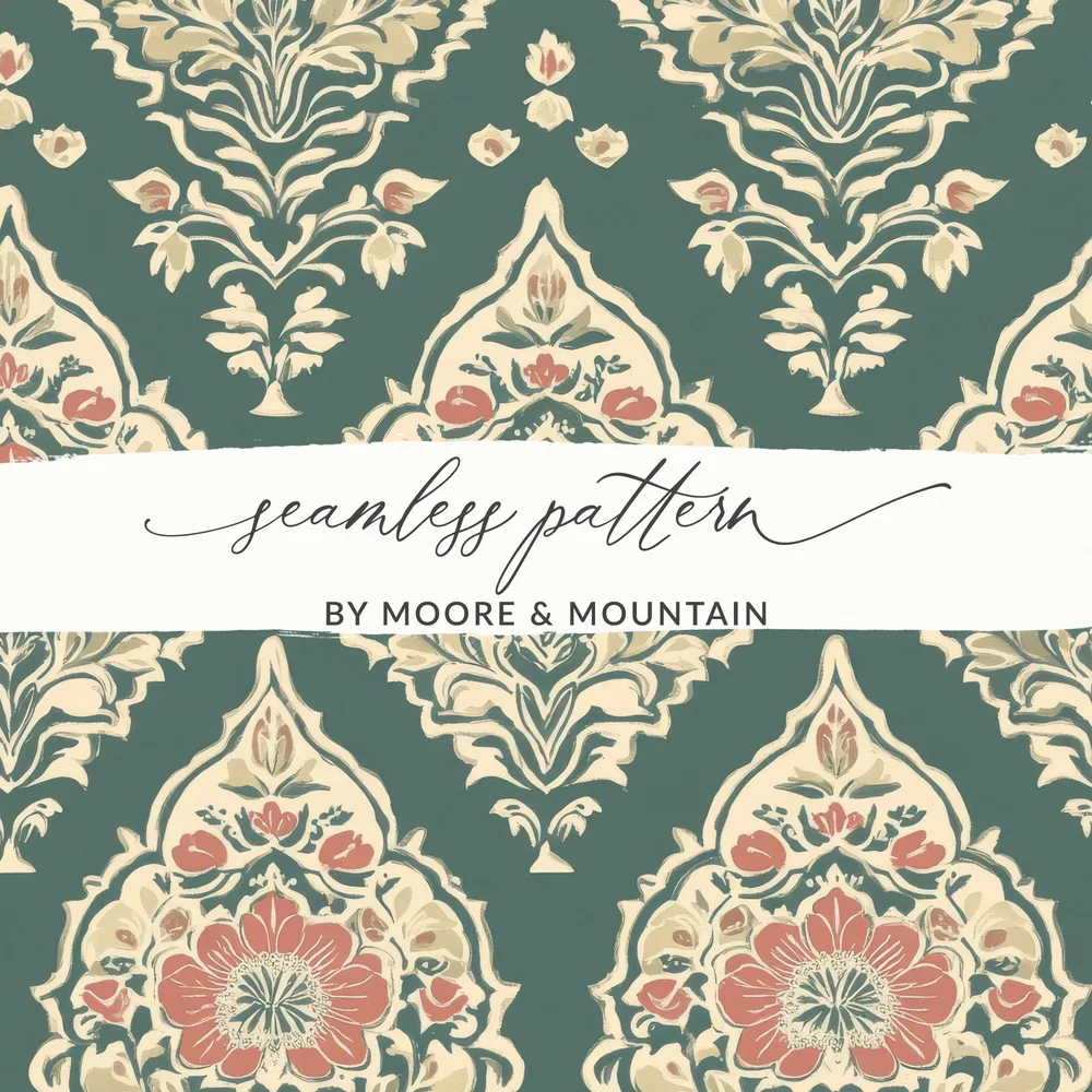 Elegant Floral Ornament Indian Motif Seamless Pattern Geometric - Moore and Mountain