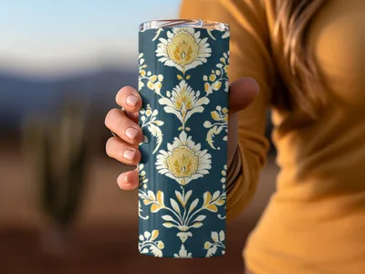 Elegant Floral Pattern with Dark Blue Ground Seamless Pattern - Moore and Mountain