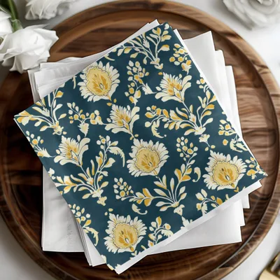 Elegant Floral Pattern with Dark Blue Ground Seamless Pattern - Moore and Mountain