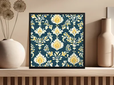 Elegant Floral Pattern with Dark Blue Ground Seamless Pattern - Moore and Mountain