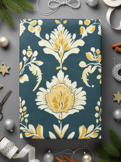 Elegant Floral Pattern with Dark Blue Ground Seamless Pattern - Moore and Mountain