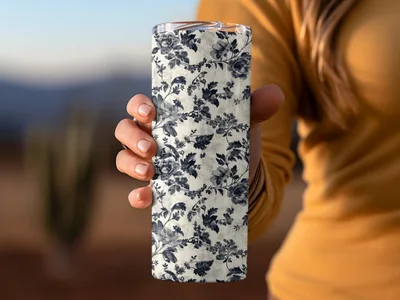 Elegant Floral Pattern with Vines and Leaves Digital Chinoiserie - Moore and Mountain