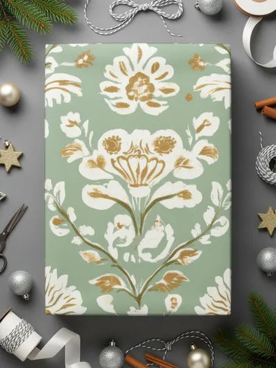 Elegant Floral Repeat Green Field Seamless Pattern Digital Art Nouveau - Moore and Mountain