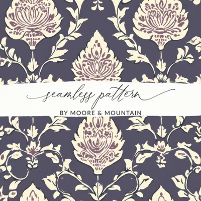 Elegant Floral Seamless Indian Pattern Dark Blue Design