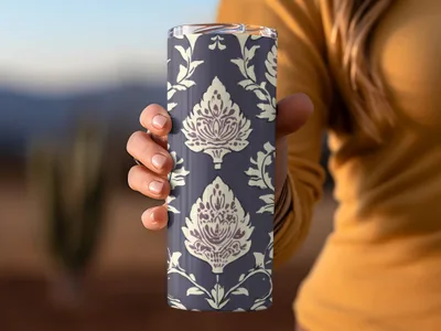 Elegant Floral Seamless Indian Pattern Dark Blue Design - Moore and Mountain