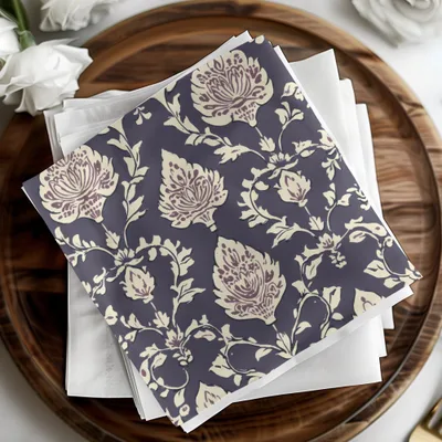 Elegant Floral Seamless Indian Pattern Dark Blue Design - Moore and Mountain