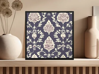 Elegant Floral Seamless Indian Pattern Dark Blue Design - Moore and Mountain
