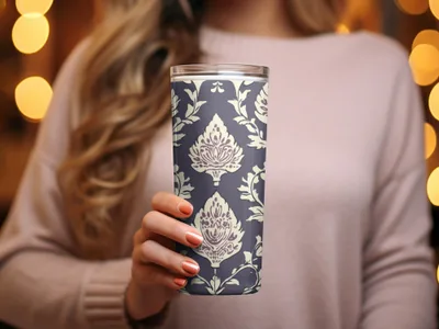 Elegant Floral Seamless Indian Pattern Dark Blue Design - Moore and Mountain